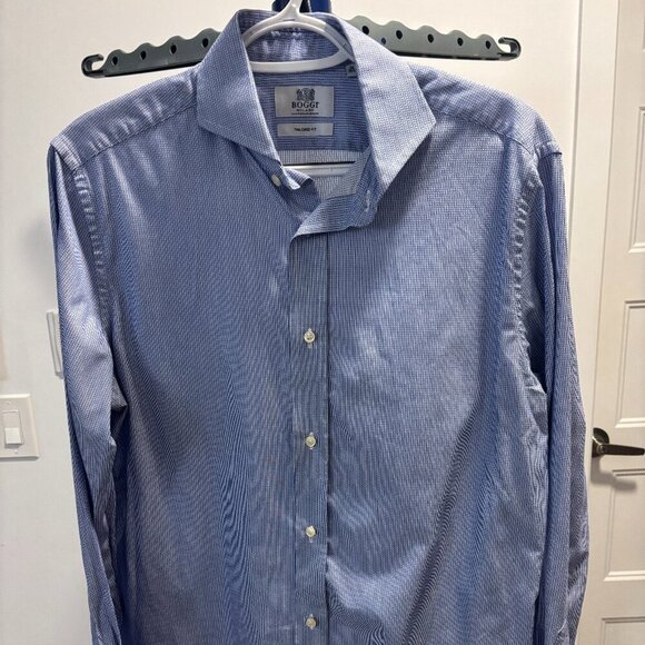 Boggi Milano Tailored Fit Dress Shirt Men’s 40 (15¾) Blue Micro Check - Picture 1 of 7